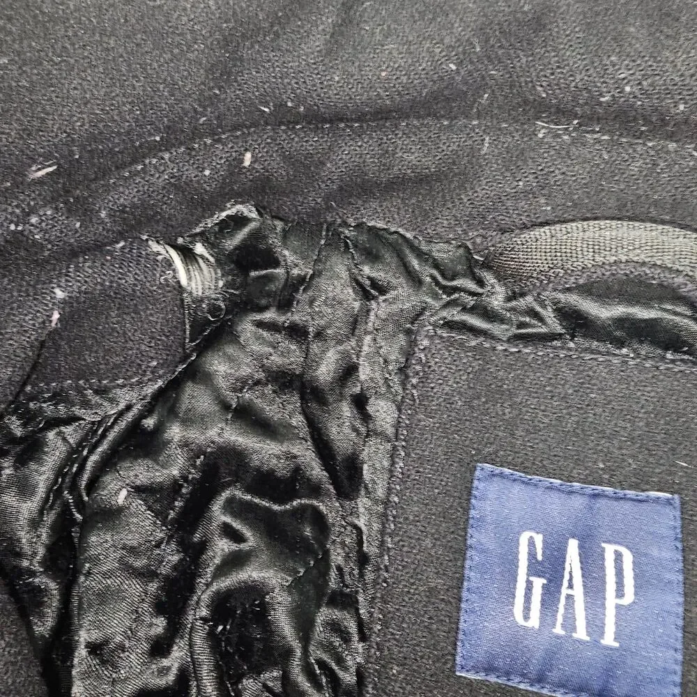 GAP Black Wool Blend Coat Men’s Size L Warm Lined Winter Jacket Classic Style